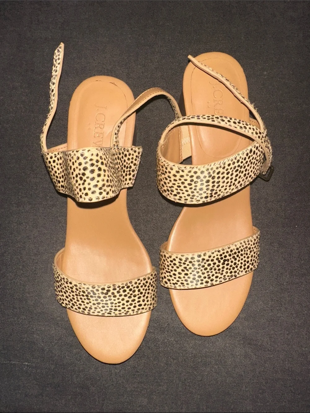 Animal Print J Crew Block Heel Sandal